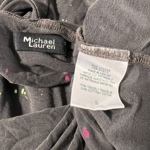 Michael Lauren T Shirt Womens S Gray Oversized Short Sleeve Grafiti Distressed - Picture 3 of 6